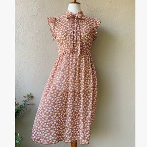 Romeo & Juliet Couture Brown and White Midi Dress